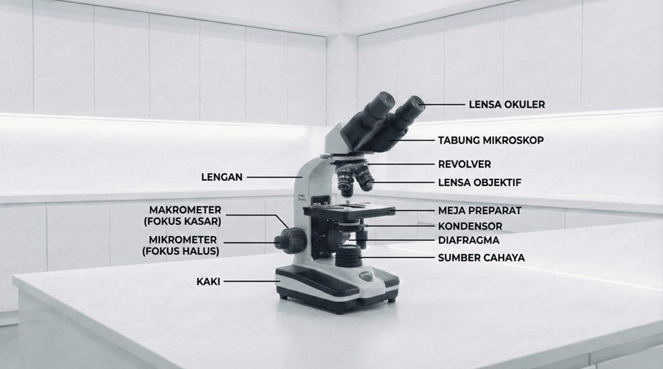 Mengenal Bagian Bagian Mikroskop Optik dan Elektron serta Fungsinya Secara Lengkap